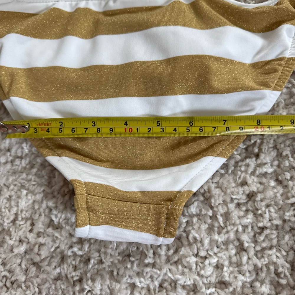 Gold Striped Bikini with Pink Accents S/M - Picture 6 of 8